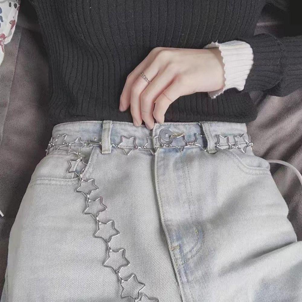 Retro Decorative Metal Waist Belts Hollow Out Stars Dress Waist Chain New Chain Belt