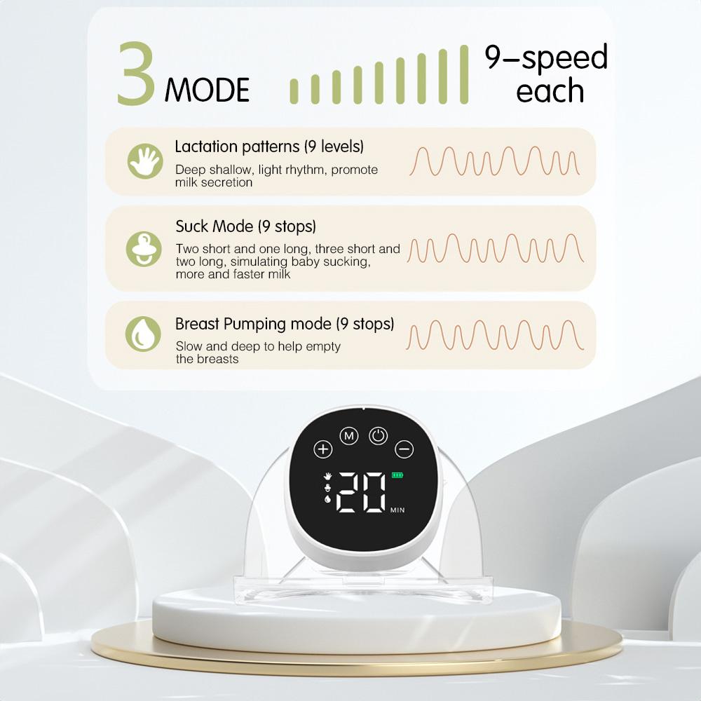 MY376 Переносной электрический молокоотсос Hands Free Бесшумный невидимый молокоотсос 3 режима 9 уровней