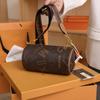 Soft Leather Crossbody Bags For Women Fashion Printed Cylindrical Barrel Messenger Bag Ladies Wide Strap Shoulder Bag