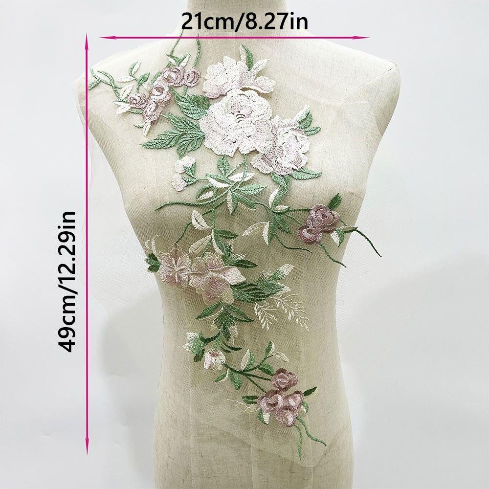 3D Flower Floral Embroidered Patches Mesh Bottom Wedding Dress Stickers  Clothing Decoration