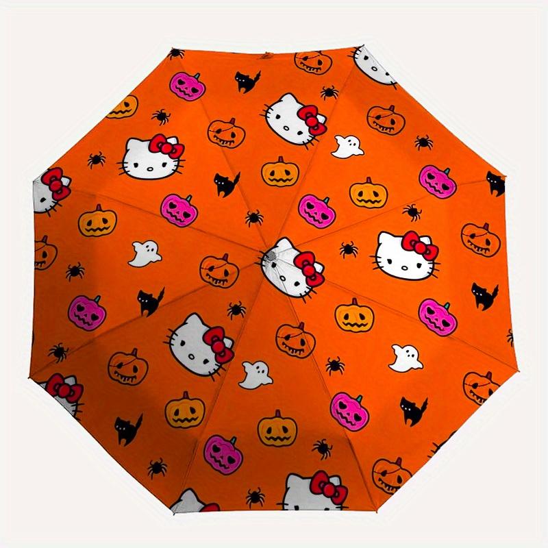 1pc Hello Kitty Halloween PatternUmbrella with Plastic Handle,Suitable for All Seasons Home Travel Outdoor UmbrellaSanlio241