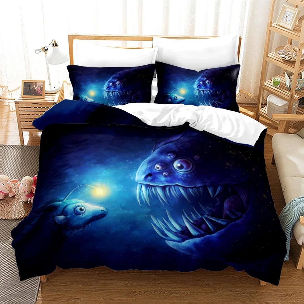 Anime Monster Bedding Collection Single Twin Full Queen King Size Animal Tag Lion Wolf Bed Collection Adult Kid Bedroom Duvetcover Collection