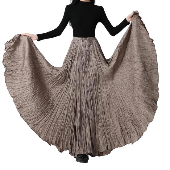 Women Maxi Skirt Elastic High Waist Super Large Pendulum Design Long Skirt Pleated Dance Skirt Party Wear