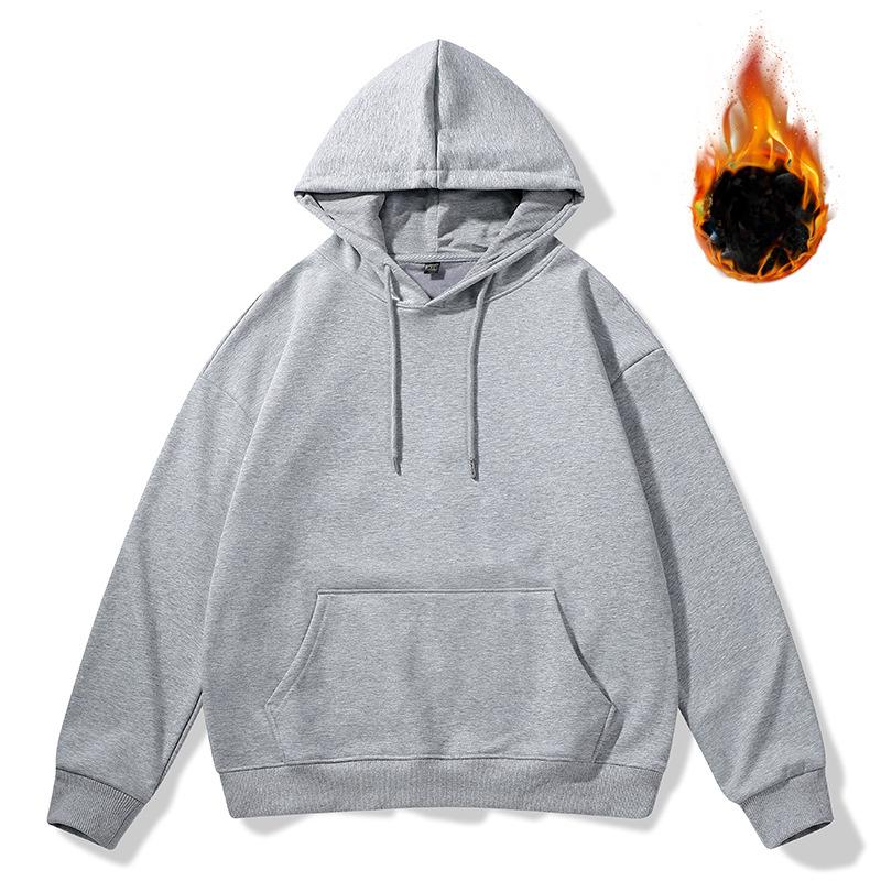 Мужская толстовка с капюшоном, осень-зима, новая, бархатная, модная, повседневная, свободная, трендовая, брендовая, из чистого хлопка, с длинными рукавами, мужские топы