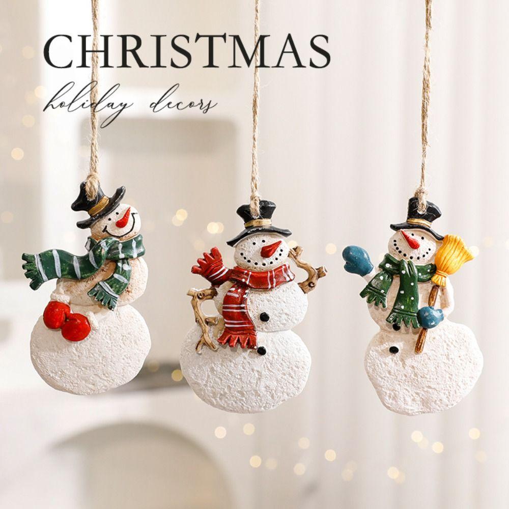 Resin Christmas Tree Hanging Ornament Snowman Xmas Pendant Christmas Gift Toy