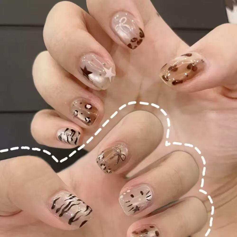 Чистое Желание Французские Кошачий Глаз Длинные Накладные Ногти – Новогодний Арт, Съемные, Полуручной Работы