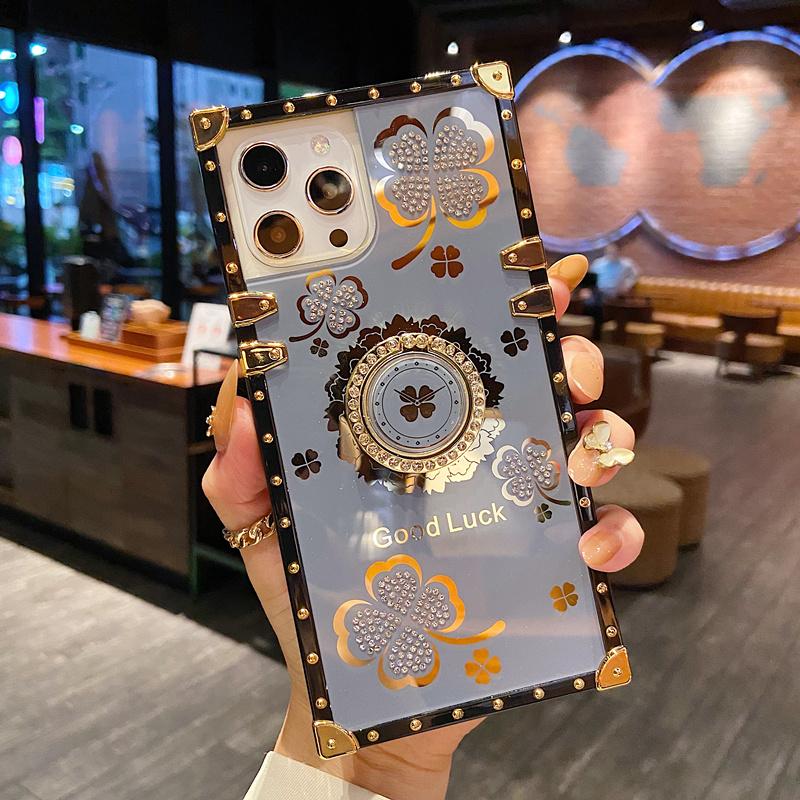 Креативный квадратный ремешок с ромбовидными перьями и листьями для IPhone 15 14 13 12 11 Pro Max чехол для Redmi 9 9A 9C Note 10 9/Samsung S23 S22 Ultra S21 A22 A52 A12