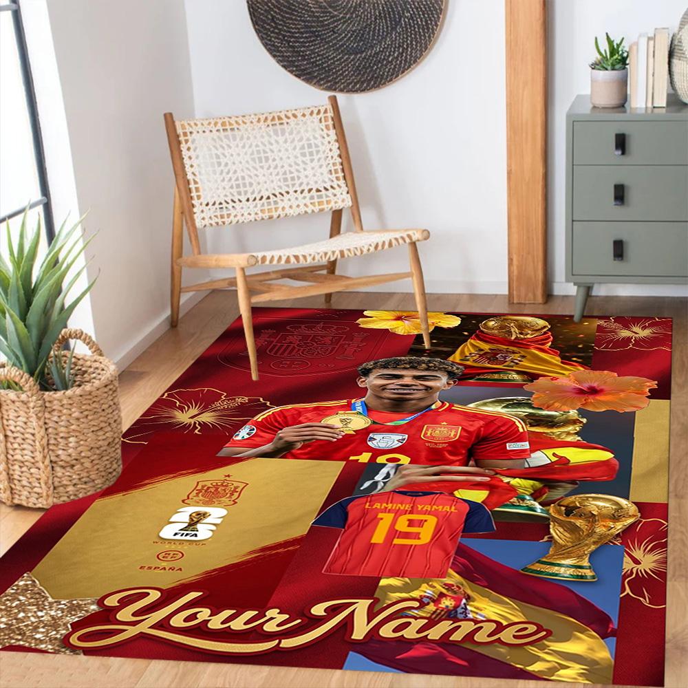 Lamin Yamal Customized Name Floor Rug Office Rug Design For Outdoor Living Rooms Entryway Kitchen Antislip Carpet Anime Office Decor Wedding Party Gif