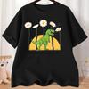 Dinosaur Spring Sunset Towering Daisy Flowers Dino T Rex T-Shirt Men Women Summer All-Match Fashion Cotton Tshirt Streetwear