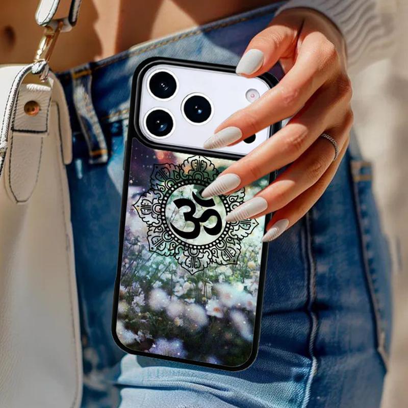 Aum om Намасте символ цветочный дзен йога Чехол для телефона Для iPhone 17 Air 14 15 13 12 Max Чехол Для Apple 16 16e 11 Pro Max Plus Coque