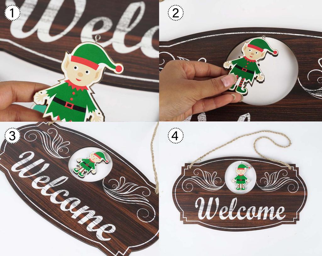 Inkdotpot Welcome Sign Front Door Decorations Hanging Rustic Wood Seasonal Holiday Ornaments Housewarming GiftWall Hanging 15.5" Inches