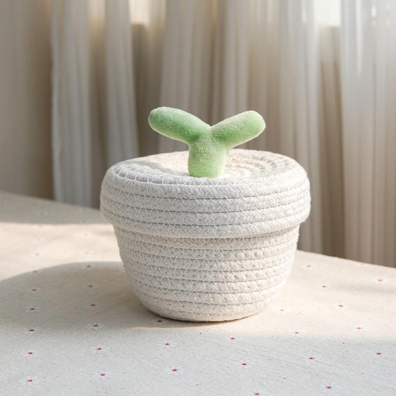 1 шт. плетеная корзина для хранения косметики, многофункциональный органайзер для ювелирных изделий, симпатичная плетеная корзина из хлопковой веревки, современный стиль, 2 стиля