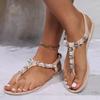 2024 Fashion New Sexy and Comfortable Beaded Crystal Slippers Round Toe Solid Color Women's Large Size Summer Sandals