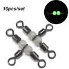 10Pcs Durable Luminous Splitter Brass Barrel Ring Rolling 3 Way Trident Fishing Pin Line Connector