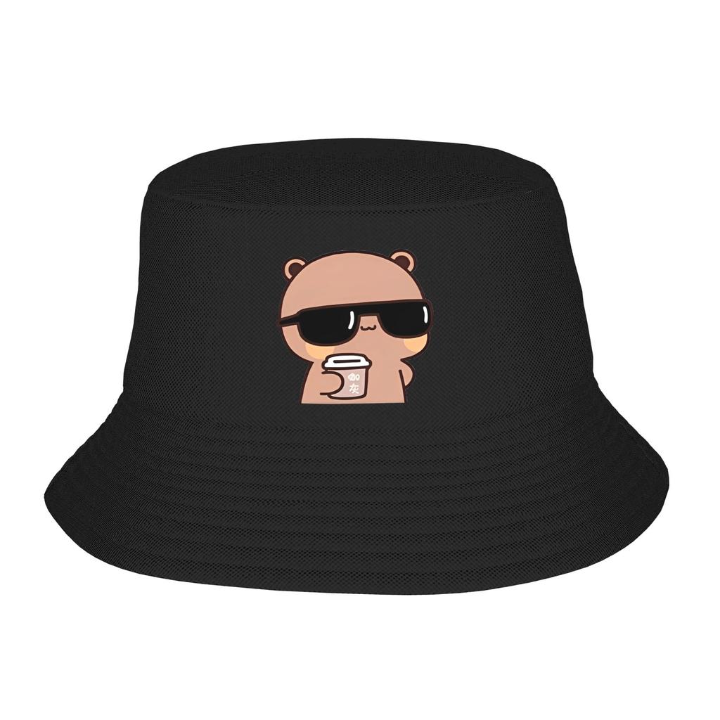 DuDu Bear and BuBu Panda Halloween Bucket Hats Summer Travel Headwear Stuff Kawaii Fishing Cap for Camping Teen Ispoti Hat