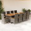 11 Piece Garden Dining Set with Cushions Gray Poly Rattan