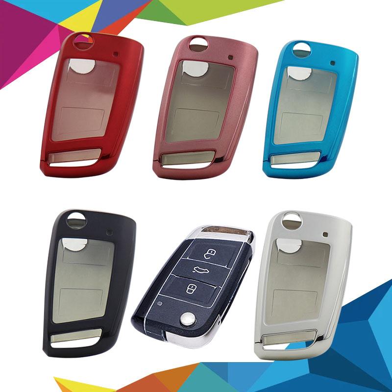 TPU Transparent Film Car Remote Key Cover Case Shell Key Fob for Golf Passat GTI 7 Octavia Kodiaq Karoq Protector Holder