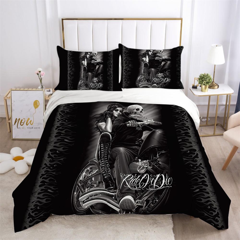 3D Skull Printing Bed Cover King Size Polyester Bed Clothes Design Soft High Ranking Home Bedclothes