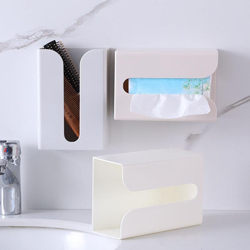 Wall Mounted Tissue Box Waterproof Self Adhesive Napkin Holder Home Disposable Gloves Storage Box Kitchen Paper Organizer Case