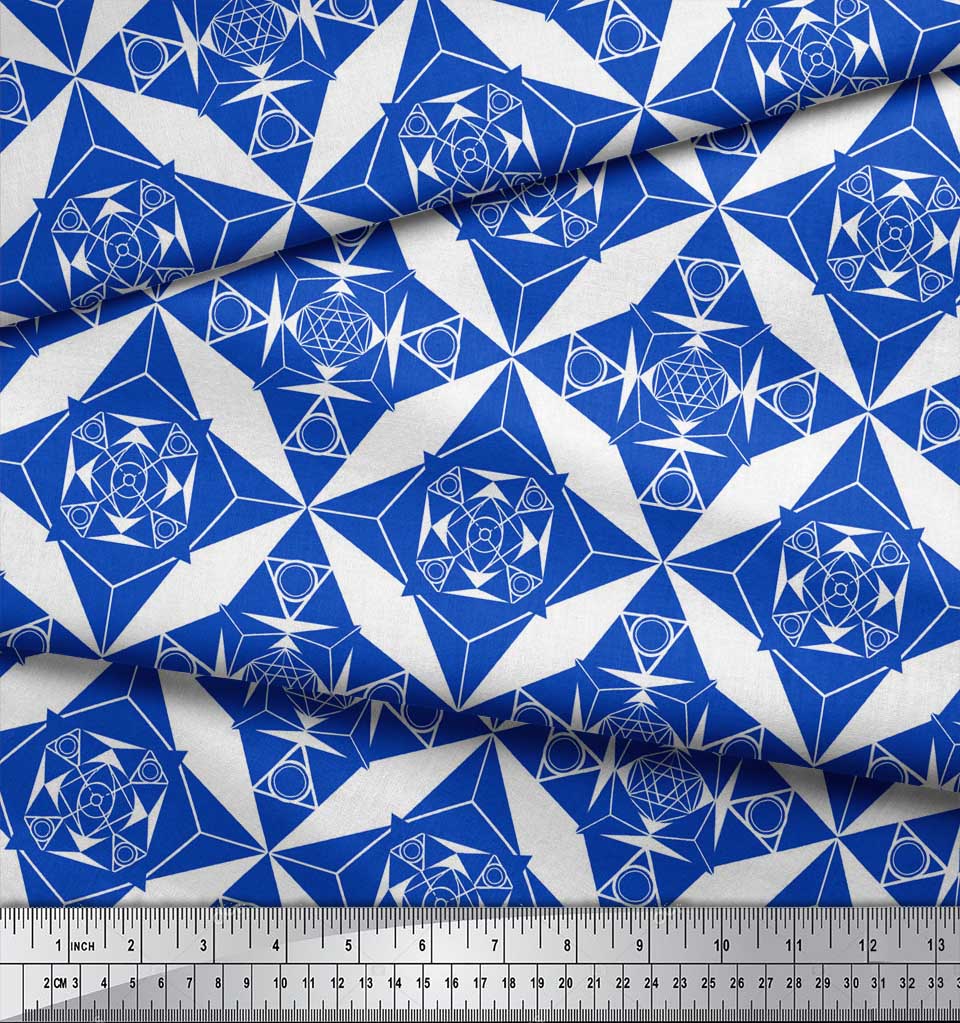 Soimoi Черная японская креп-сатиновая ткань с геометрическим звездным геометрическим принтом, ткань по метрам 42 дюйма