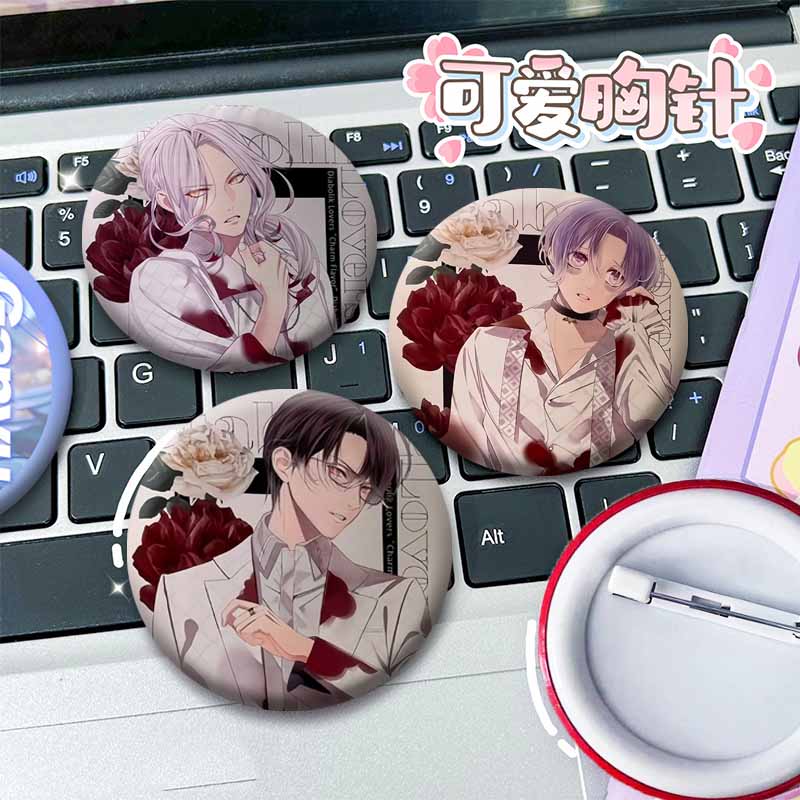 Горячая серия игр Diabolik Lovers Мягкие значки-кнопки Мультяшные круглые броши на рюкзак Аято Канато Райто Значки-украшения Подарки для друзей