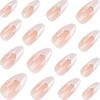 The Finished Product Of Wearing Nail Pieces Is A Dreamy French Gilded Nude Pink Korean Style High-end Almond Manicure.