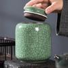 Зеленая керамическая банка с трещинами Герметичное влагостойкое хранение Бытовой портативный чайник Фарфоровые изделия Подарок
