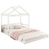 House Bed, 140 x 200 cm, Children's Bed in House Shape with Slatted Frame (without Mattress), Pine Wood, Minimalist Style, White
