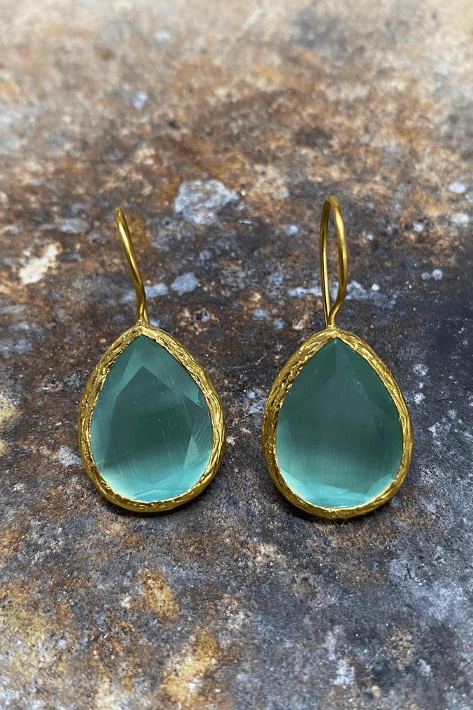 Женские серьги из серии Sun Stone "Кошачий глаз" из 22-каратного золота с желтым покрытием