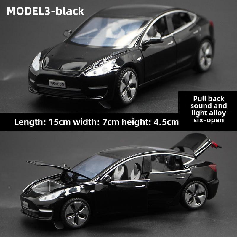 1:32 Tesla Model 3 Alloy Toy Car with Light & Sound Effects, Pull-Back Action.