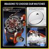 BORUSE Large Dial Men's Watch Sports Chronograph Waterproof Quartz Watch Luxury Leisure Watch Simulate Hollow Men's Watch Silicone Strap Watch for Men