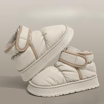 Водонепроницаемая обувь для женщин, зимние ботинки на толстой подошве и с флисовой подкладкой, простые хлопковые туфли для мужчин