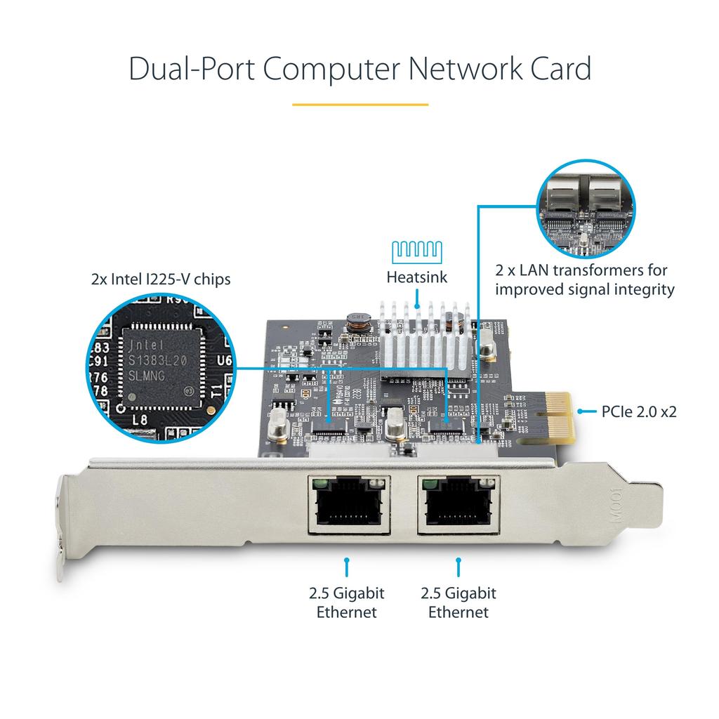 Сетевая карта PCI Express x2 2 порта Ethernet Jumbo Frame Совместимость с различными ОС ПК PCIe LAN карта Двойная плата расширения RJ45 NIC