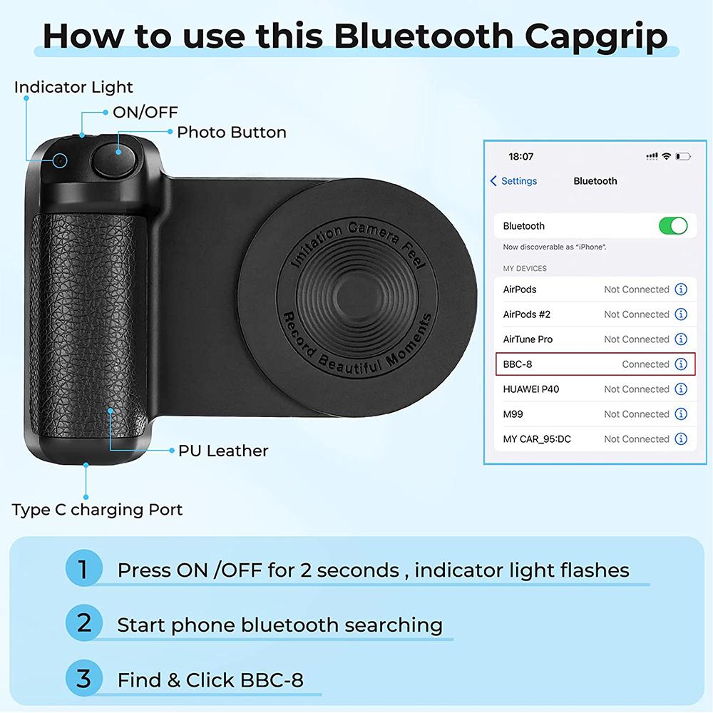 Магнитная ручка для камеры смартфона, Bluetooth-кронштейн для видео- и фотосъемки