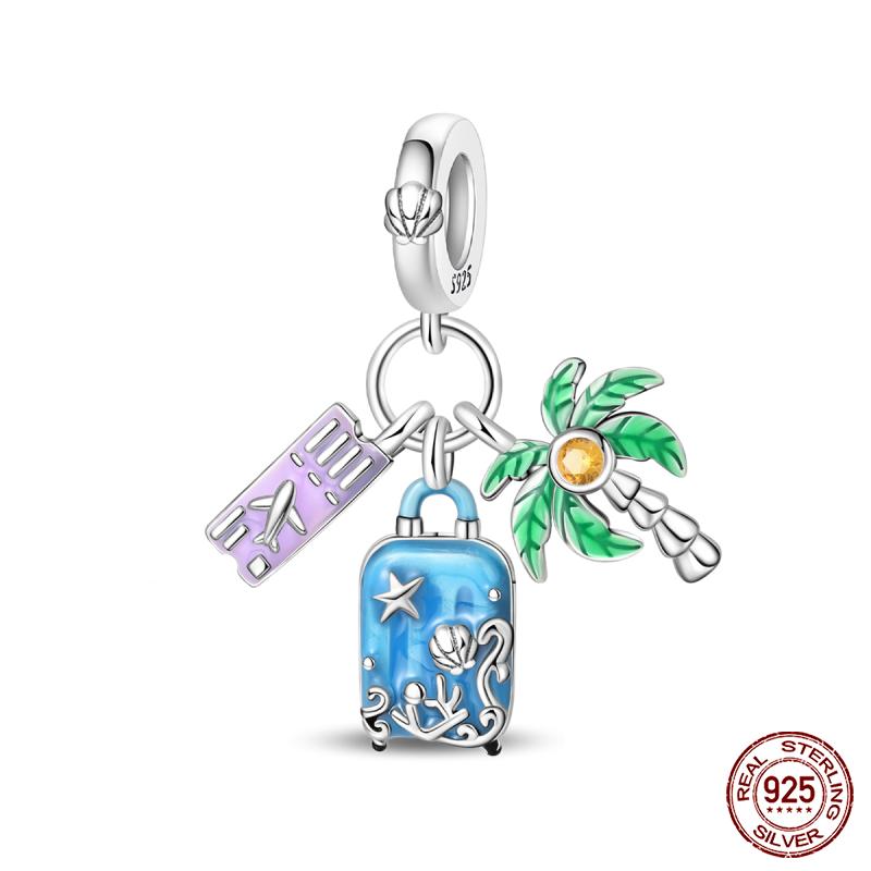 Copper Fashion Holiday Beach Watermelon Green Pear Charms Beads For 3Mm Bracelet Diy Fine Jewelry Gift Making