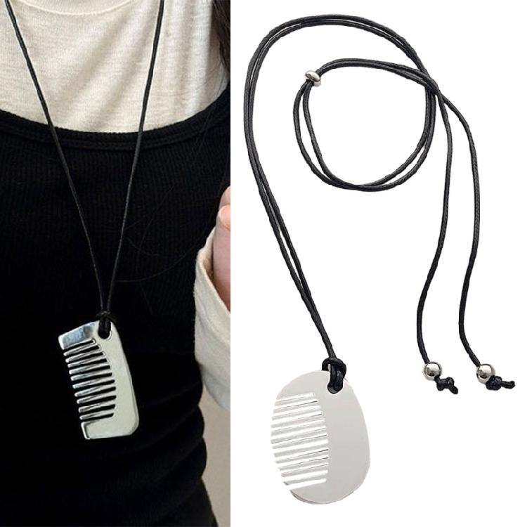 Современное ожерелье из сплава в форме расчески, полированная отделка, цепочка для ключицы, повседневный модный аксессуар