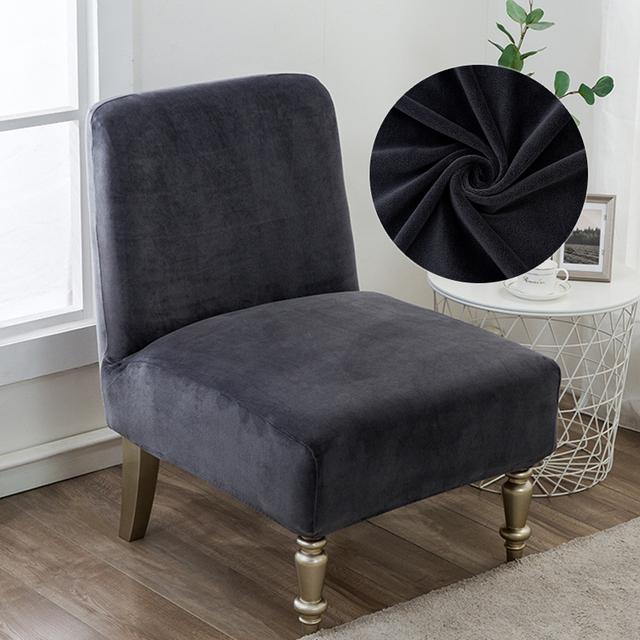 Velvet Fabric Armless Accent Chair Cover Stretch Single Sofa Covers Short Back Slipper Chair Slipcovers Protector For Home Hotel