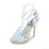 Сандалии из прозрачного ПВХ с кристаллами женские золотые серебряные свадебные голографические летние туфли из желе женские тонкие высокие каблуки сандалии женские