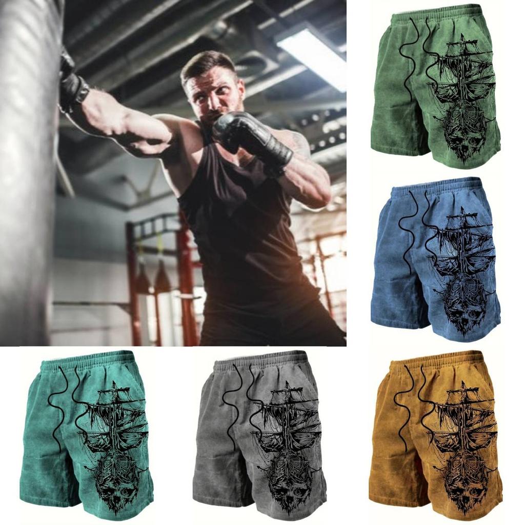 Boxing Shorts Pants 3D Print Training Retro Pirate Ship Ghost Skull Boat Unisex Men Women Quick Dry Fitness Gym Sport Workout Casual Streetwear
