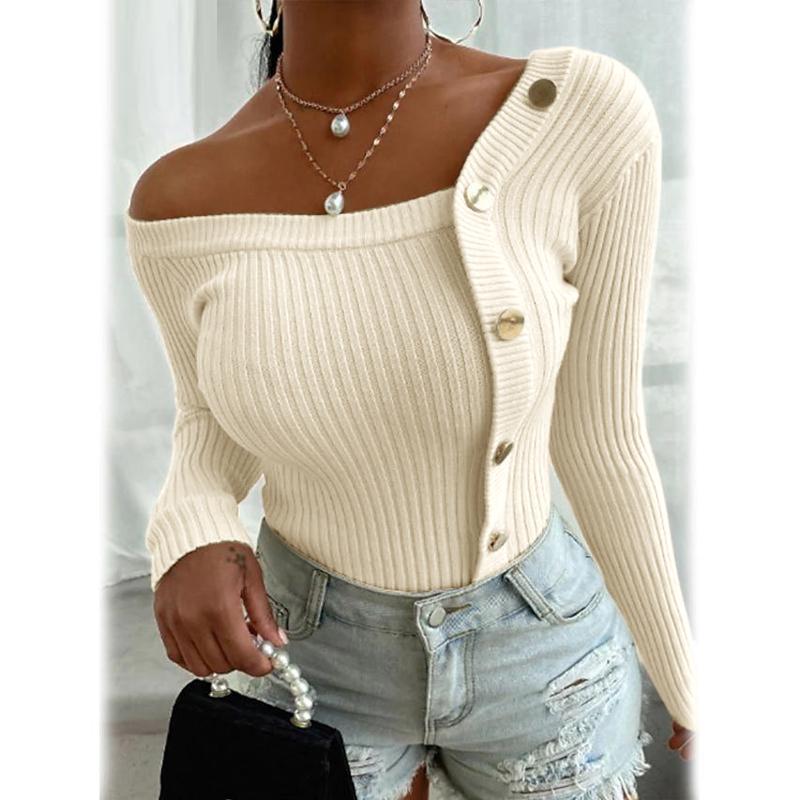 VONDA Женская осенняя мода V-образный вырез длинный рукав трикотажные полосатые теплые блузки