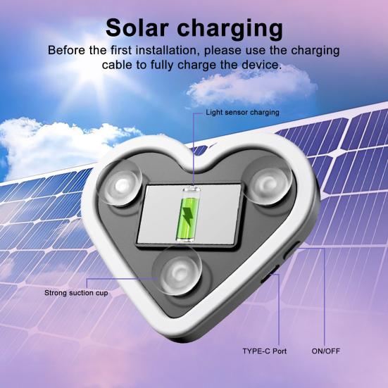 Yousheng Светодиодная неоновая лампа в форме сердца на солнечной батарее для окна автомобиля, беспроводная автоматическая атмосферная лампа, 5 режимов, украшение салона автомобиля с присосками