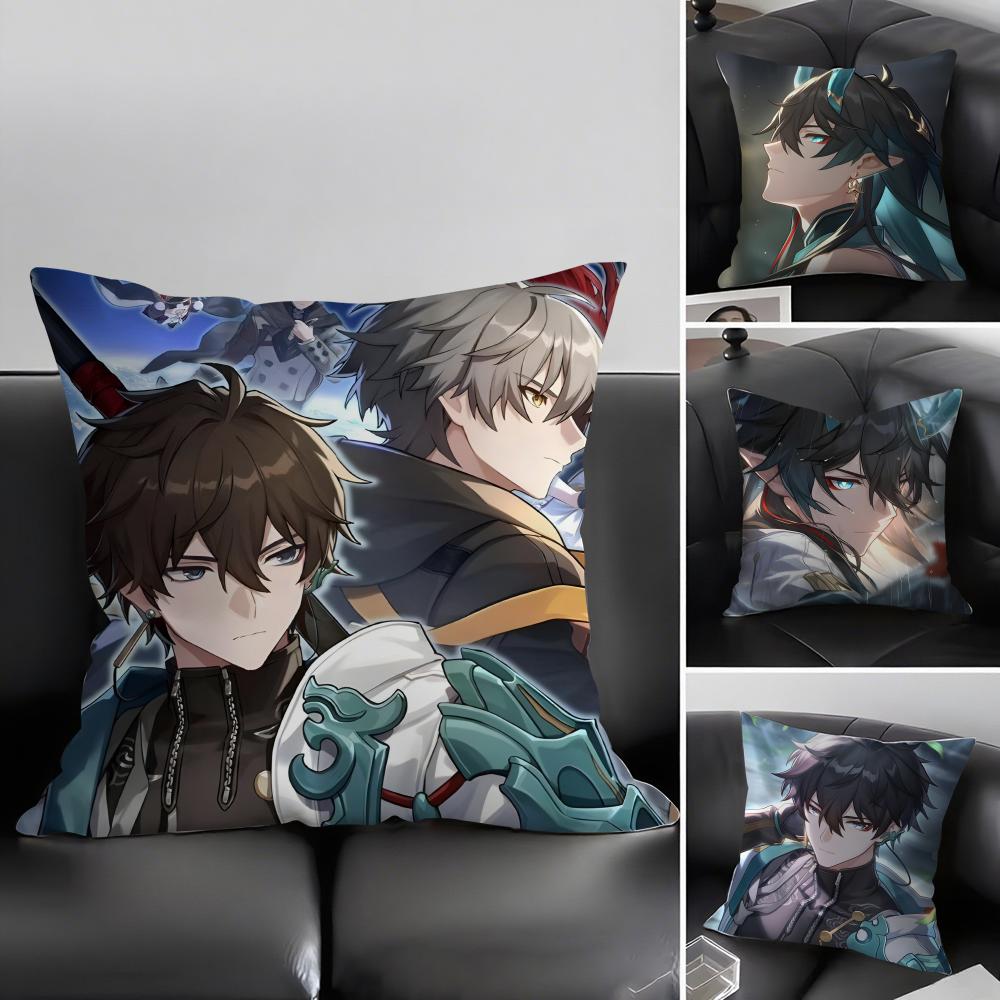 HHonkai StarR Rail Dan Heng Cushion Cover Pillowcase Ultra Soft Skin Friendly Fabric Cloud Like Comfort Concealed Zipper