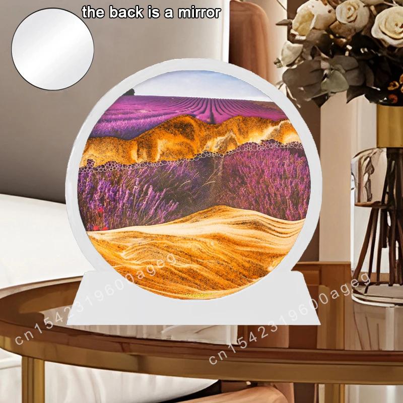 3D Песочный пейзаж Движущийся песок Картина Земля Глубоководный пейзаж Зыбучий песок Круглые песочные часы Текучий песок Рамка Живопись Домашний декор