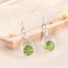 Natural Green Peridot 925 Sterling Silver Handmade Dangle Earrings For Her 1.68" CE-15-3