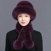 Женская зимняя теплая шапка из искусственного меха с шарфом из меха енота