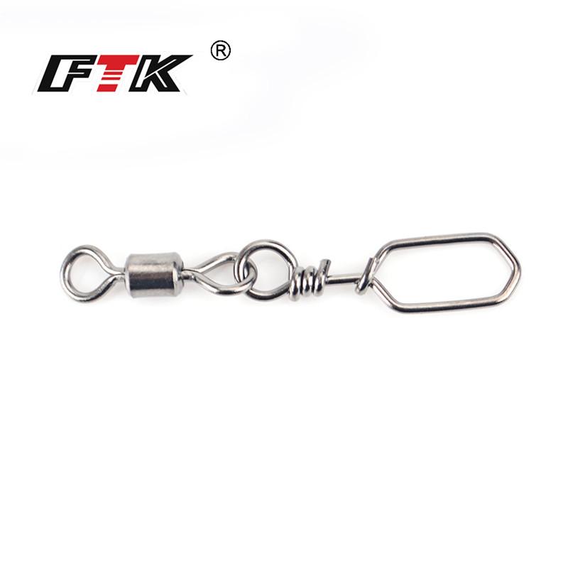 FTK 50 шт., аксессуары для рыбалки на щуку, соединительный штифт, вертлюг из нержавеющей стали, карабин, приманка, вертлюг, снасти
