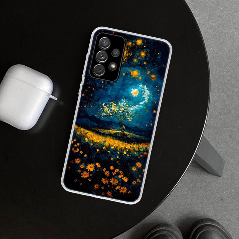 Чехол для телефона «Звездная ночь» Ван Гог для Samsung Galaxy A12 A22 A32 A52 A72 A02S A51 A50S A31 A20S A10S Note 20 Ultra 10 P