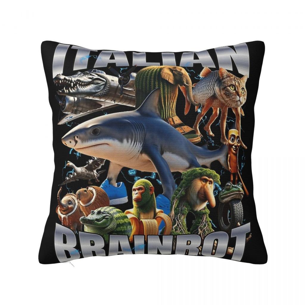 Bombardiro Crocodilo Tralalero Tralala Square Pillow Cases Italian Brainrot Cushion Covers Decorative Pillowcase for Home 18