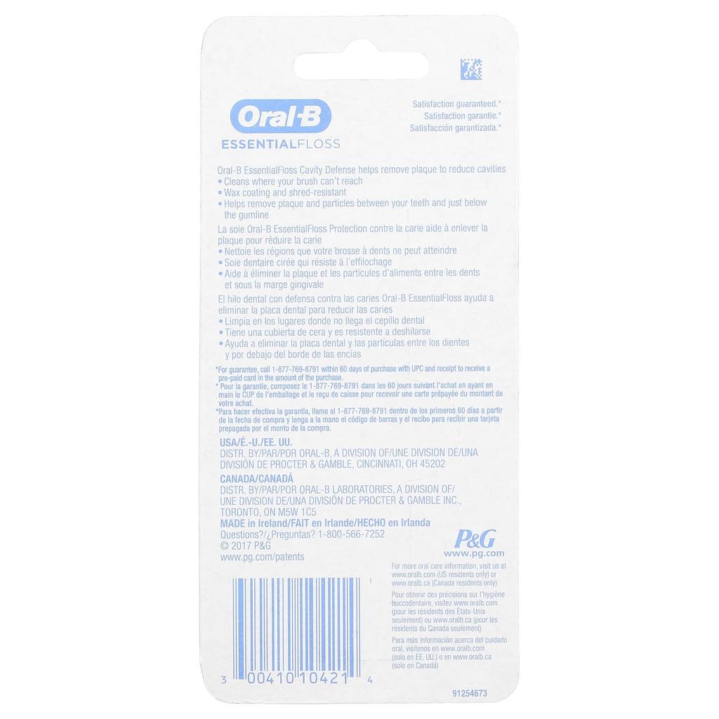 Oral-B Essential Dental Floss Value Pack, мятный, 2 упаковки, 50 м (54,6 ярда) за упаковку