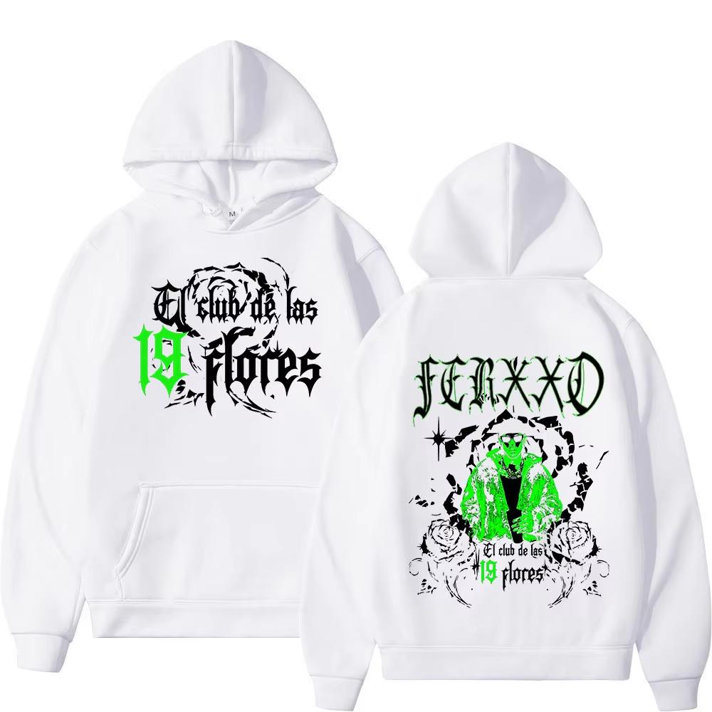 Singer Feid Ferxxo El Club De Las 19 Flores Hoodie Men's Fashion Hip Hop Pullover Oversized Long Sleeve Sweatshirt Women And Men Hoodies
